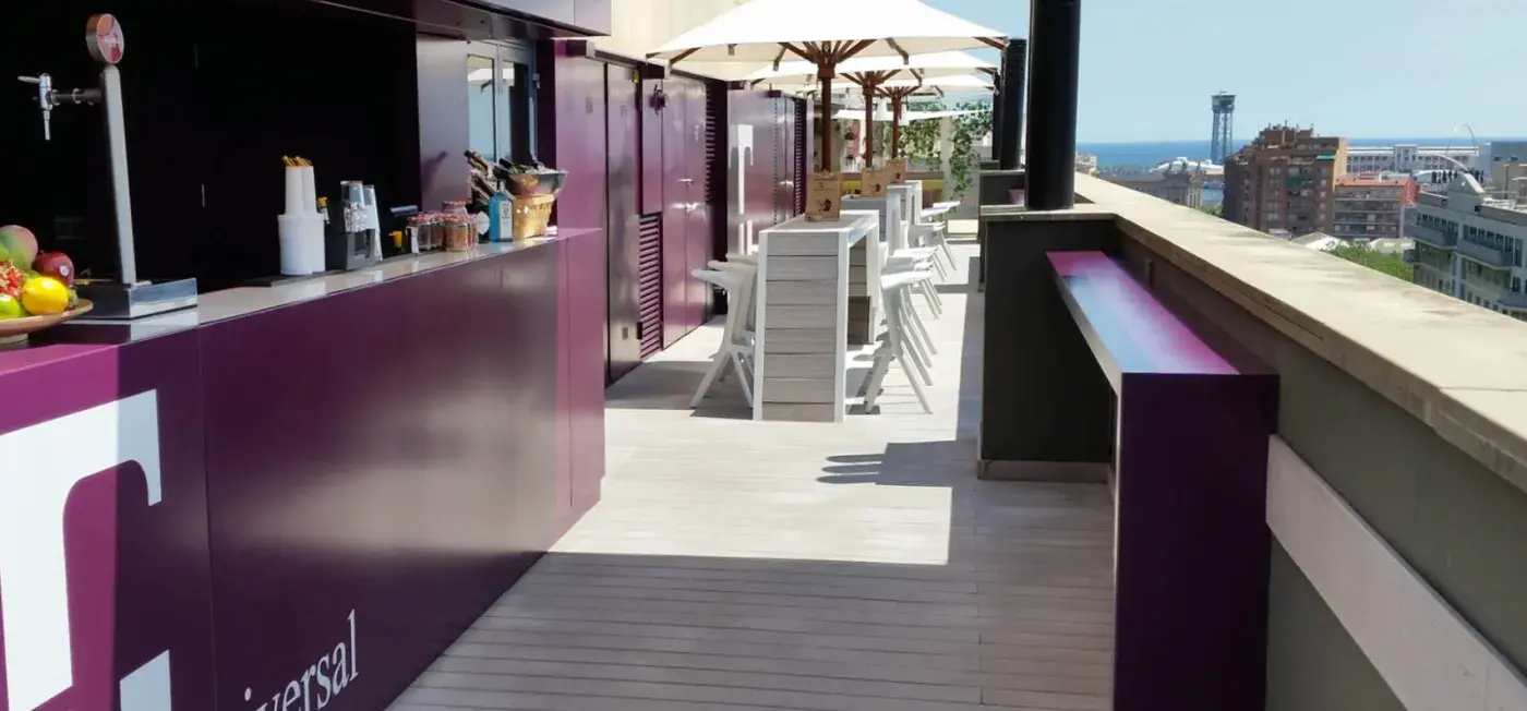 Tuniversal Terrace Lounge view of Barcelona Universal Hotel